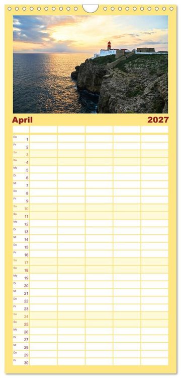 Produktbild: Familienplaner 2027 - Wundervolle Algarve mit 5 Spalten (Wandkalender, 21 x 45 cm) CALVENDO