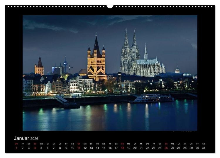 Produktbild: K&ouml;ln &ndash; Nachts 2026 (hochwertiger Premium Wandkalender 2026 DIN A2 quer), Kunstdruck in Hochglanz