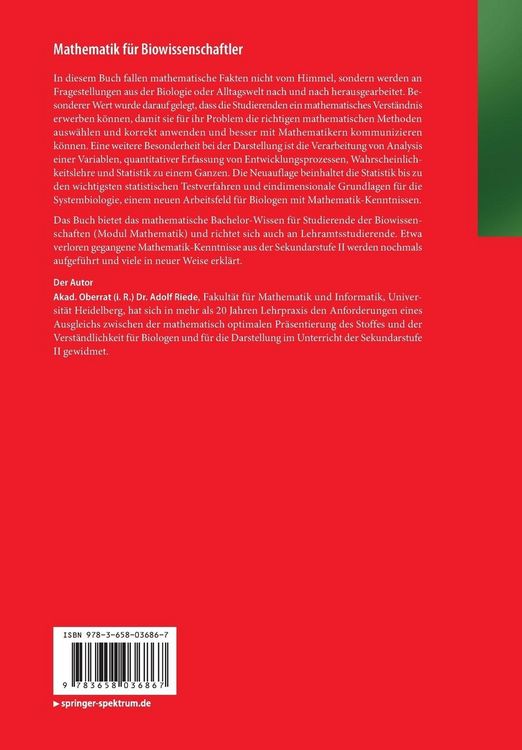 Produktbild: Mathematik f&uuml;r Biowissenschaftler