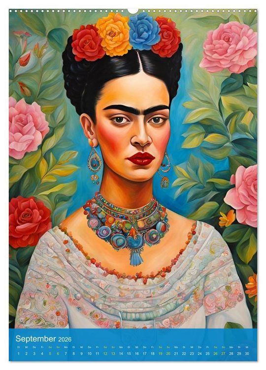 Produktbild: Gefangen in Normen. Frida Kahlo inspiriert. Flor de mi alma (Wandkalender 2026 DIN A2 hoch), CALVENDO Monatskalender