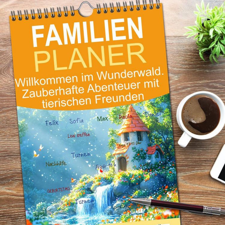 Produktbild: Familienplaner 2026 - Willkommen im Wunderwald. Zauberhafte Abenteuer mit tierischen Freunden mit 5 Spalten (Wandkalender, 21 x 45 cm) CALVENDO
