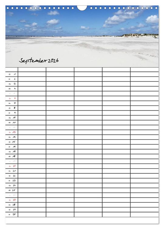 Produktbild: Urlaubsparadies Amrum / Familienplaner (Wandkalender 2026 DIN A3 hoch), CALVENDO Monatskalender