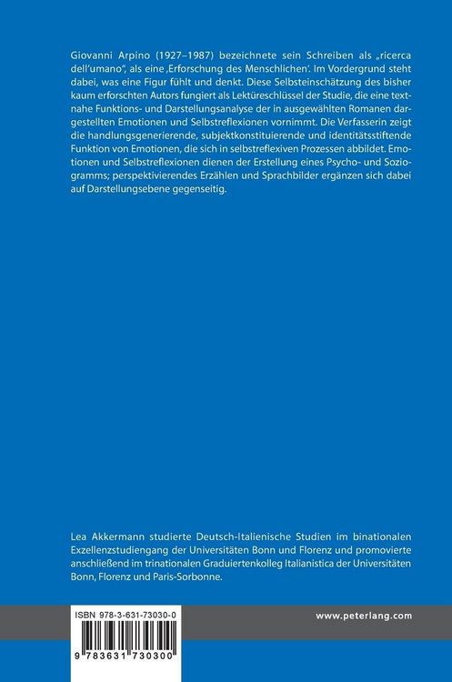 Produktbild: Emotionen und Selbstreflexionen in den Romanen von Giovanni Arpino