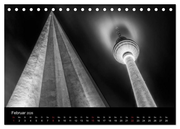 Produktbild: Berlin Monochrome (Tischkalender 2026 DIN A5 quer), CALVENDO Monatskalender