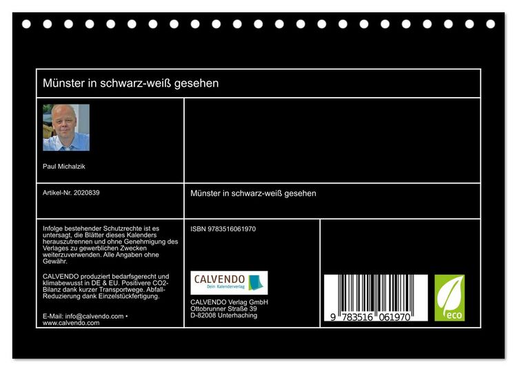 Produktbild: M&uuml;nster in schwarz-wei&szlig; gesehen (Tischkalender 2026 DIN A5 quer), CALVENDO Monatskalender