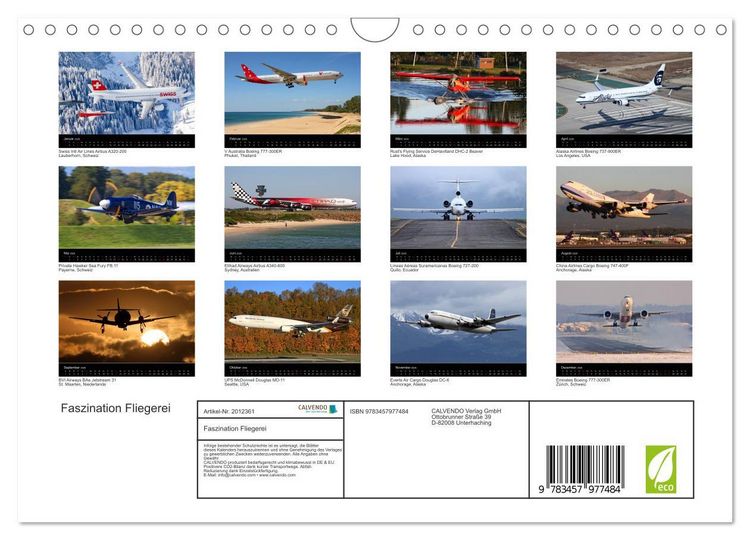 Produktbild: Faszination Fliegerei (Wandkalender 2026 DIN A4 quer), CALVENDO Monatskalender