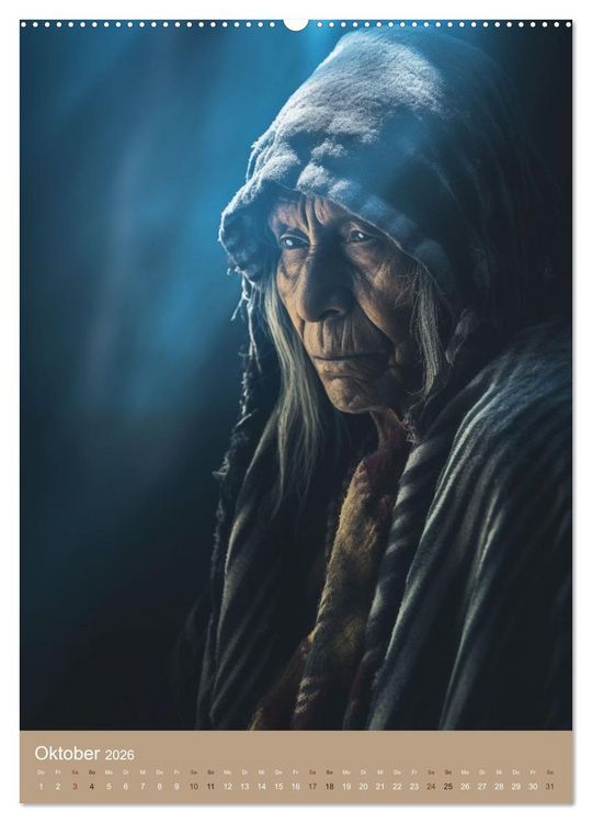 Produktbild: Schamanische Seelen: Mystische Indianerportraits (hochwertiger Premium Wandkalender 2026 DIN A2 hoch), Kunstdruck in Hochglanz