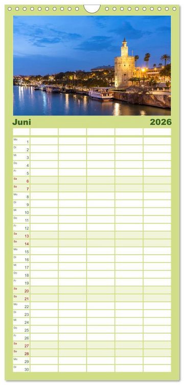 Produktbild: Familienplaner 2026 - Andalusien - Sevilla mit 5 Spalten (Wandkalender, 21 x 45 cm) CALVENDO