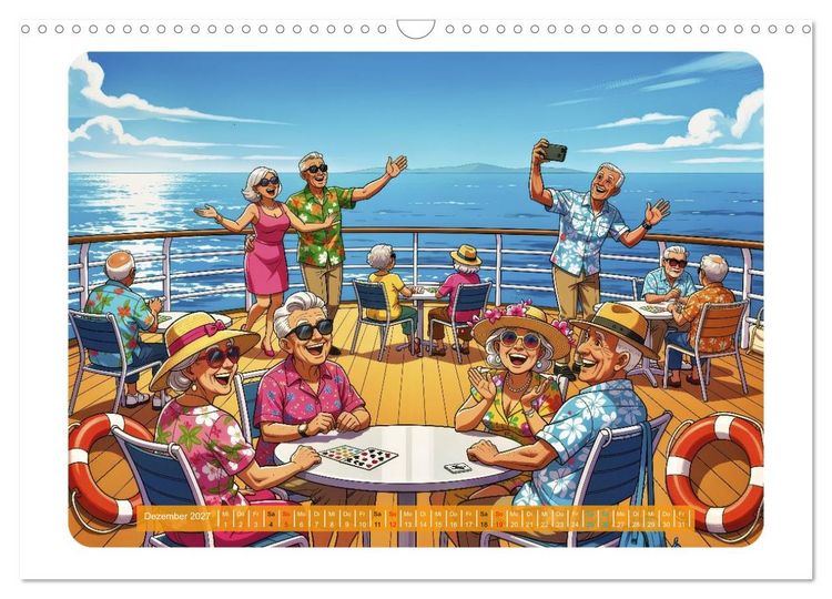 Produktbild: Charmante Rentner im Comic-Stil (Wandkalender 2027 DIN A3 quer), CALVENDO Monatskalender