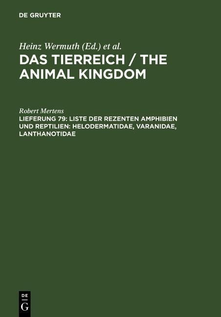 Produktbild: Liste der rezenten Amphibien und Reptilien: Helodermatidae, Varanidae, Lanthanotidae