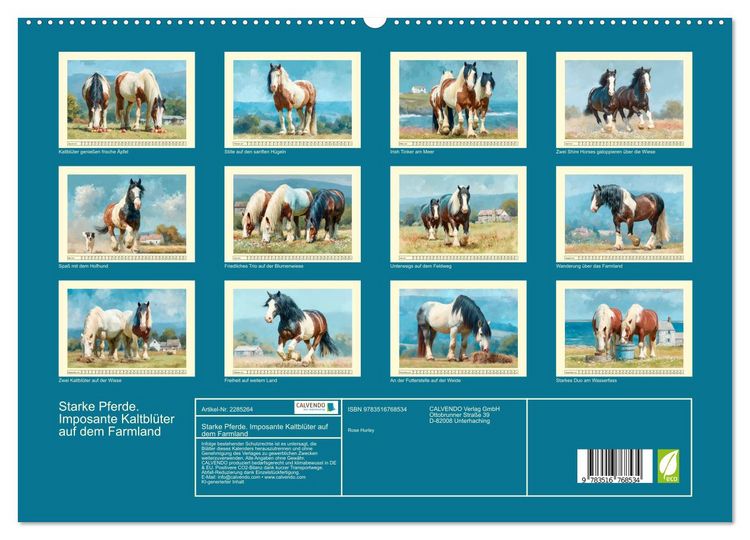 Produktbild: Starke Pferde. Imposante Kaltbl&uuml;ter auf dem Farmland (hochwertiger Premium Wandkalender 2027 DIN A2 quer), Kunstdruck in Hochglanz