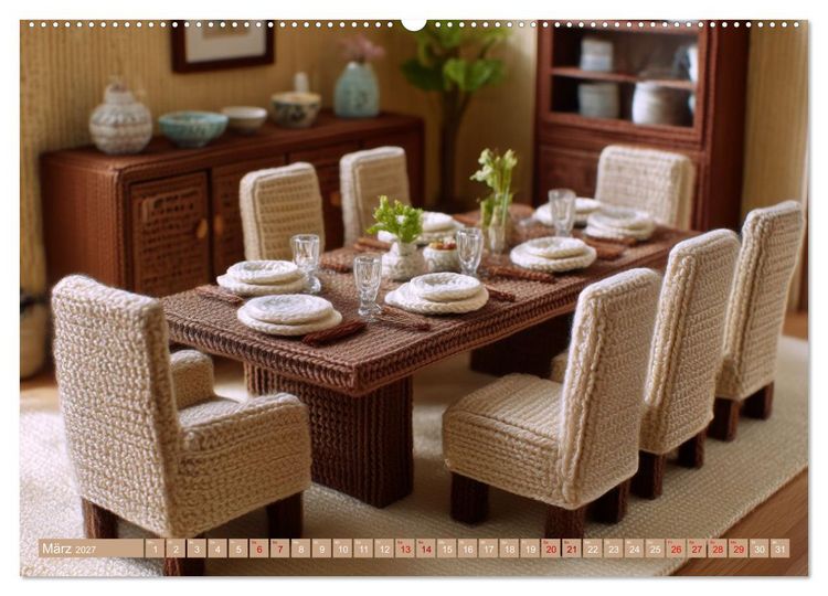 Produktbild: Amigurumi Wohnwelten. Textiles Interior Design mit Charme (hochwertiger Premium Wandkalender 2027 DIN A2 quer), Kunstdruck in Hochglanz