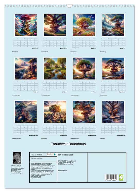 Produktbild: Traumwelt Baumhaus (Wandkalender 2026 DIN A2 hoch), CALVENDO Monatskalender