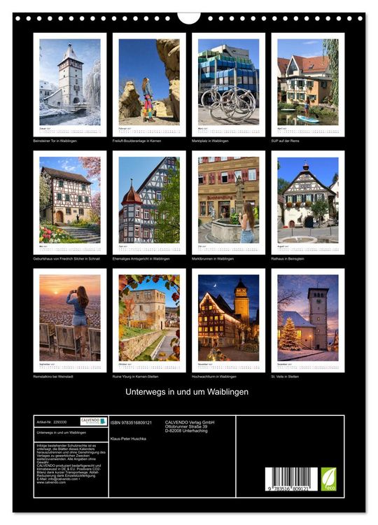 Produktbild: Unterwegs in und um Waiblingen (Wandkalender 2027 DIN A3 hoch), CALVENDO Monatskalender