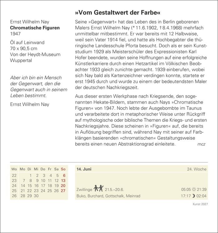 Produktbild: Kunst Tagesabrei&szlig;kalender 2027 - Kulturkalender - K&uuml;nstler, Werke, Museen