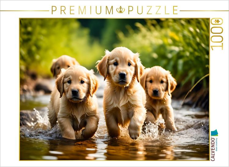 Produktbild: CALVENDO Puzzle Golden Retriever Welpen | 1000 Teile Lege-Gr&ouml;&szlig;e 64x48cm Foto-Puzzle f&uuml;r gl&uuml;ckliche Stunden