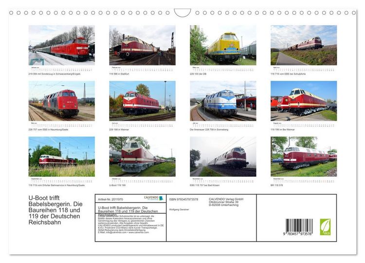 Produktbild: U-Boot trifft Babelsbergerin. Die Baureihen 118 und 119 der Deutschen Reichsbahn (Wandkalender 2026 DIN A3 quer), CALVENDO Monatskalender