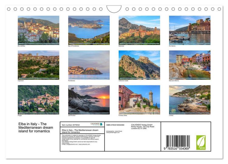 Produktbild: Elba in Italy - The Mediterranean dream island for romantics (Wall Calendar 2026 DIN A4 landscape), CALVENDO 12 Month Wall Calendar
