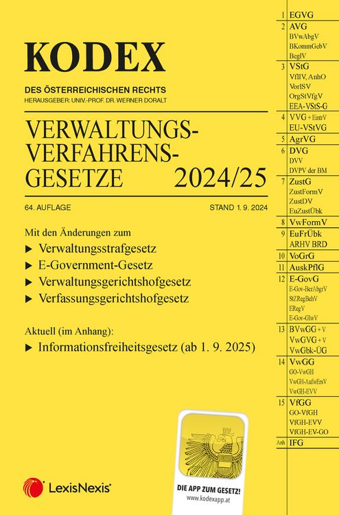 Produktbild: KODEX Verwaltungsverfahrensgesetze (AVG) 2024/25 - inkl. App