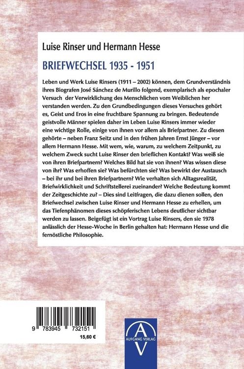 Produktbild: Luise Rinser und Hermann Hesse, Briefwechsel 1935-1951
