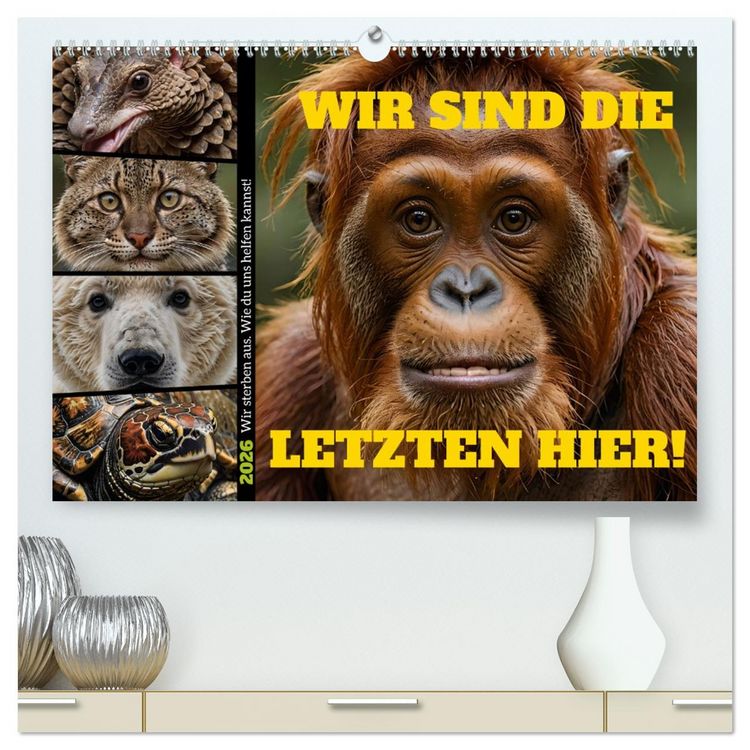 Produktbild: Wir sind die Letzten hier! Wir sterben aus. Wie du uns helfen kannst! (hochwertiger Premium Wandkalender 2026 DIN A2 quer), Kunstdruck in Hochglanz