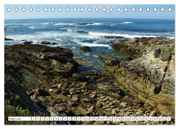 Produktbild: Quiberon C&ocirc;t&eacute; sauvage (Calendrier de bureau 2026 DIN A5 vertical), CALVENDO calendrier mensuel