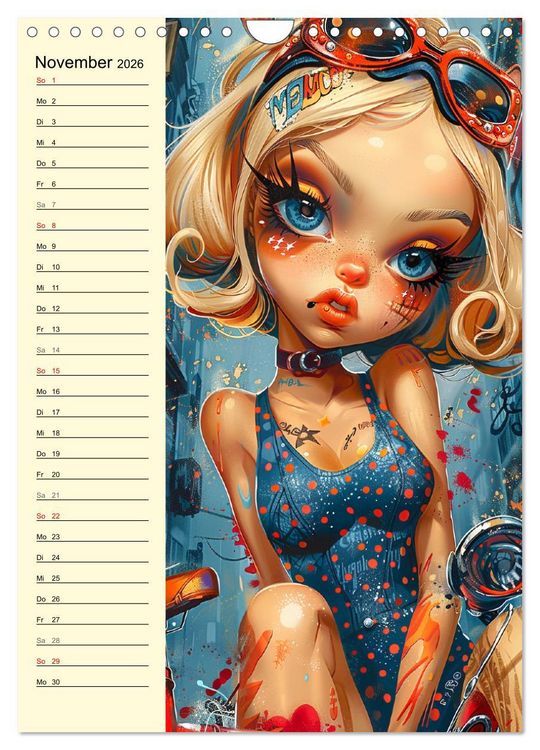 Produktbild: Rockabilly. Strange Comic-Kunst Girls im 50er-Jahre Stil (Wandkalender 2026 DIN A4 hoch), CALVENDO Monatskalender