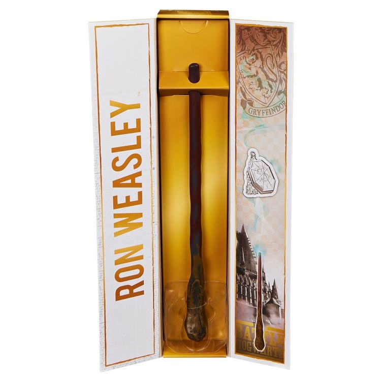 Produktbild: Wizarding World Harry Potter - Authentischer Ron Weasley Zauberstab aus Kunststoff mit Hogwarts-Halterung