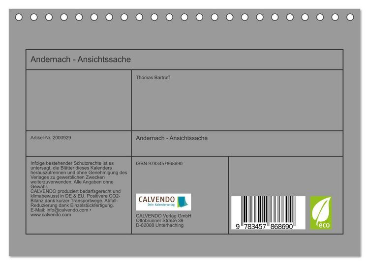 Produktbild: Andernach - Ansichtssache (Tischkalender 2026 DIN A5 quer), CALVENDO Monatskalender
