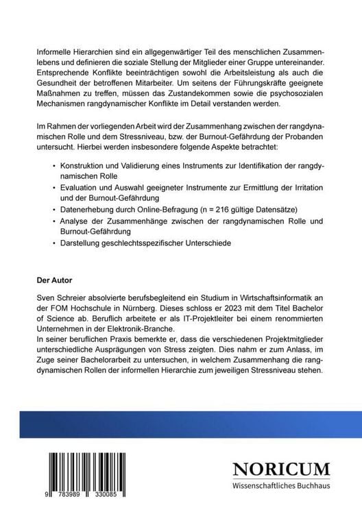 Produktbild: Empirische Untersuchung des Einflusses der rangdynamischen Position auf die empfundene Arbeitsbelastung