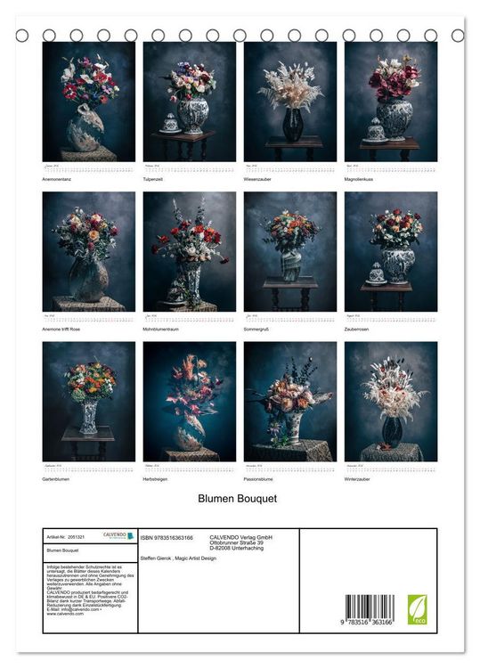 Produktbild: Blumen Bouquet (Tischkalender 2026 DIN A5 hoch), CALVENDO Monatskalender