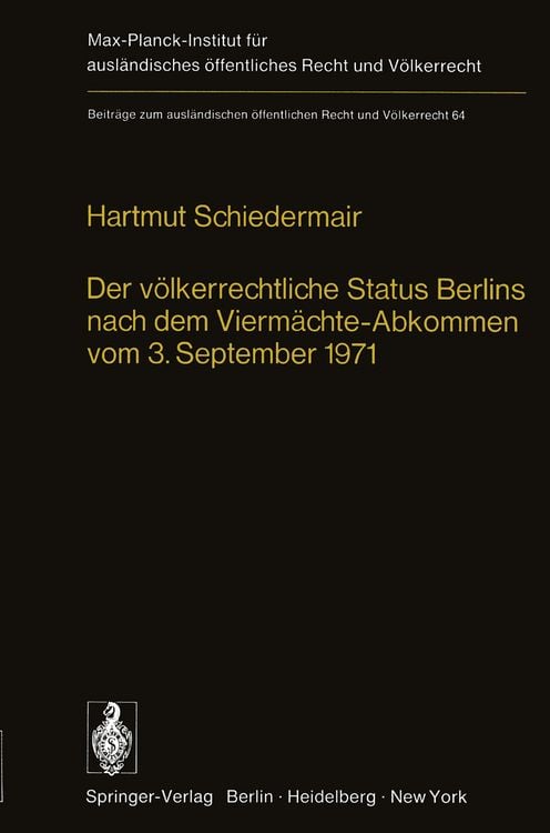 Produktbild: Der v&ouml;lkerrechtliche Status Berlins nach dem Vierm&auml;chte-Abkommen vom 3. September 1971