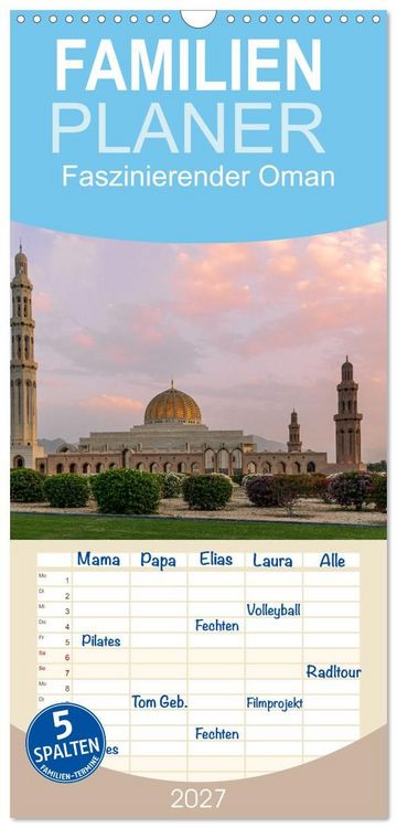 Produktbild: Familienplaner 2027 - Faszinierender Oman mit 5 Spalten (Wandkalender, 21 x 45 cm) CALVENDO