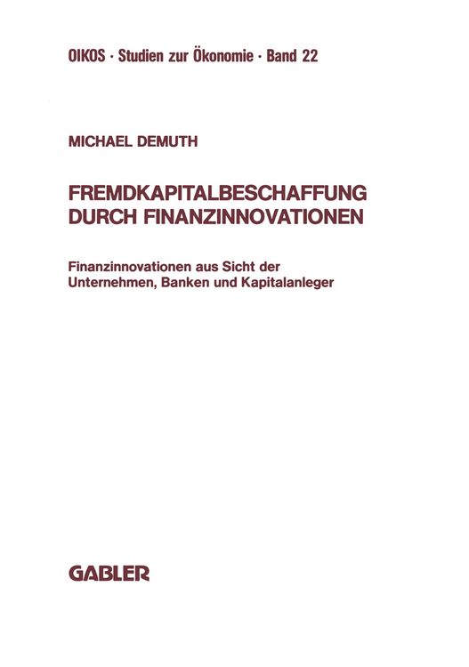 Produktbild: Fremdkapitalbeschaffung durch Finanzinnovationen