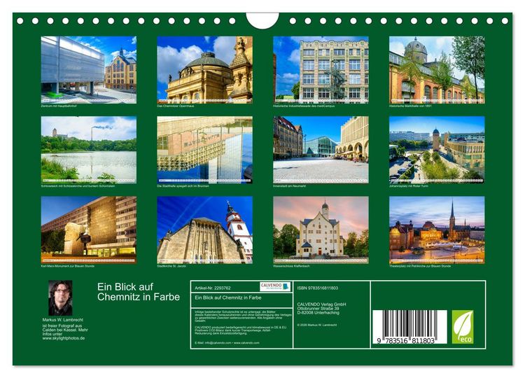 Produktbild: Ein Blick auf Chemnitz in Farbe (Wandkalender 2027 DIN A4 quer), CALVENDO Monatskalender