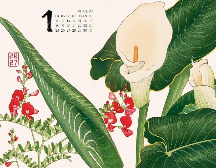 Produktbild: Flowers Kalender 2027 | Japanische Holzschnitte von Tanigami Konan