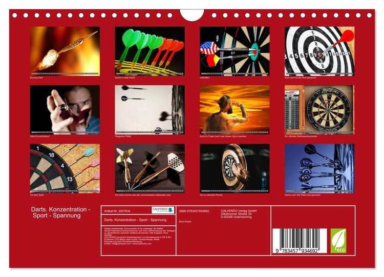 Produktbild: Darts. Konzentration - Sport - Spannung (Wandkalender 2026 DIN A4 quer), CALVENDO Monatskalender