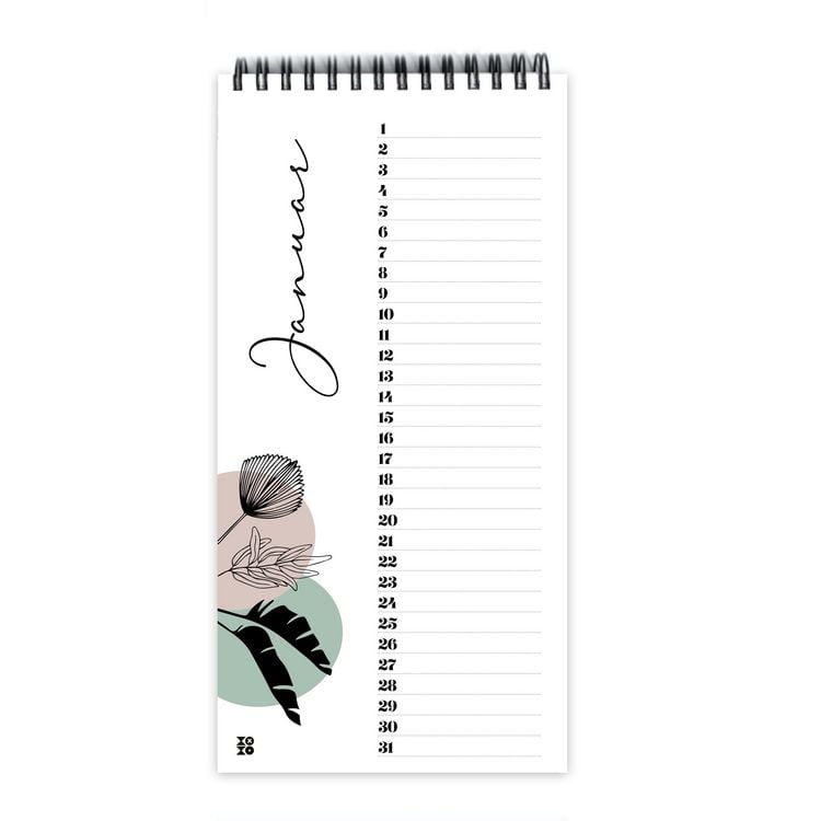 Produktbild: Geburtstagskalender "leaves line art", ohne Jahreszahl