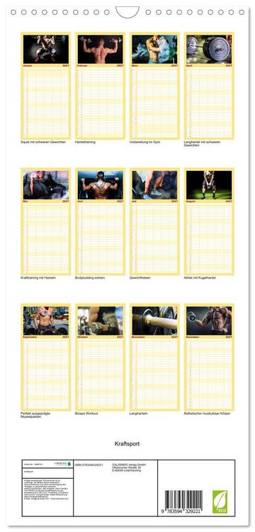 Produktbild: Familienplaner 2027 - Kraftsport mit 5 Spalten (Wandkalender, 21 x 45 cm) CALVENDO