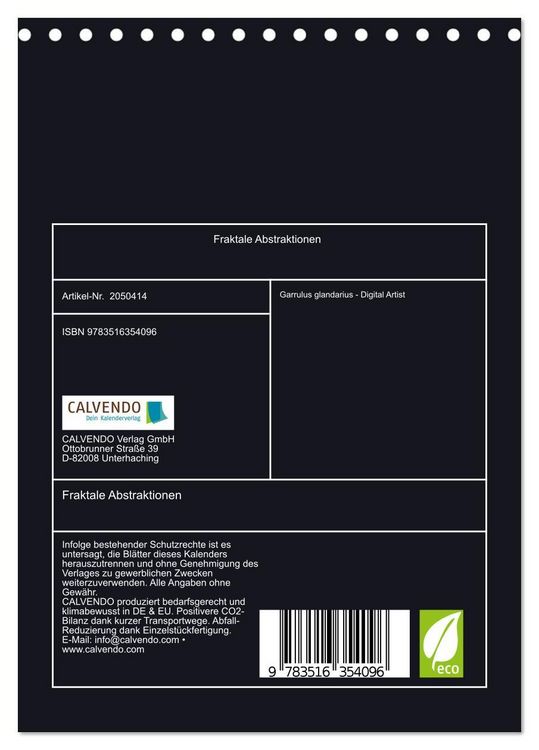 Produktbild: Fraktale Abstraktionen (Tischkalender 2026 DIN A5 hoch), CALVENDO Monatskalender