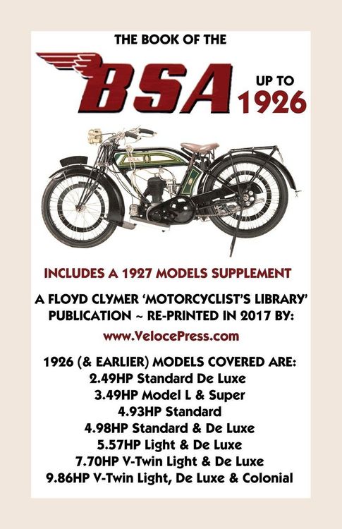 Produktbild: Book of the BSA Up to 1926 - Includes a 1927 Models Supplement