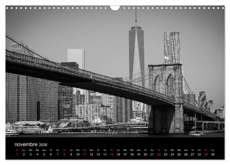 Produktbild: New York en noir et blanc (Calendrier mural 2026 DIN A3 vertical), CALVENDO calendrier mensuel