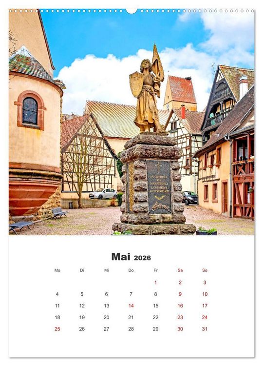 Produktbild: Eguisheim - Postkartenidylle (Wandkalender 2026 DIN A2 hoch), CALVENDO Monatskalender