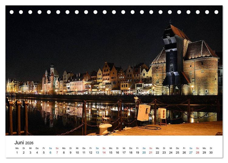 Produktbild: Das alte Danzig - Ein Stadtbummel am Abend (Tischkalender 2026 DIN A5 quer), CALVENDO Monatskalender