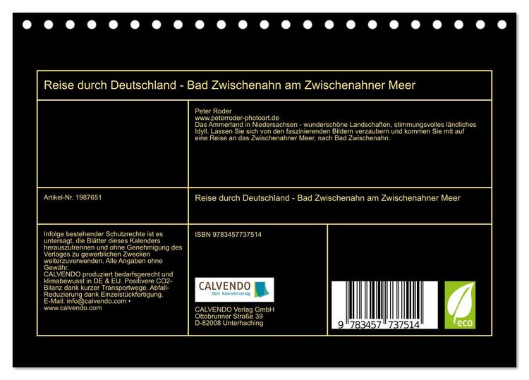 Produktbild: Reise durch Deutschland - Bad Zwischenahn am Zwischenahner Meer (Tischkalender 2026 DIN A5 quer), CALVENDO Monatskalender
