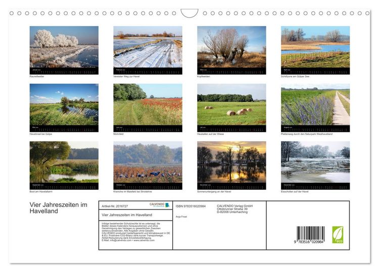 Produktbild: Vier Jahreszeiten im Havelland (Wandkalender 2026 DIN A3 quer), CALVENDO Monatskalender