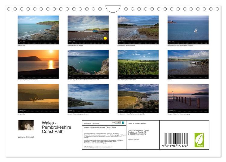 Produktbild: Wales - Pembrokeshire Coast Path (Wandkalender 2027 DIN A4 quer), CALVENDO Monatskalender