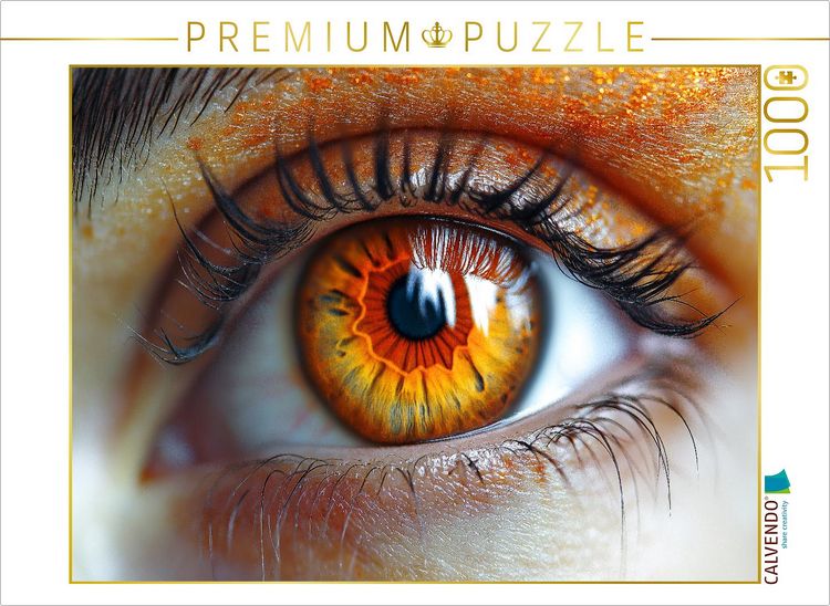Produktbild: CALVENDO Puzzle Feuerorange Augen mit warmen Iris-T&ouml;nen | 1000 Teile Lege-Gr&ouml;&szlig;e 64x48cm Foto-Puzzle f&uuml;r gl&uuml;ckliche Stunden