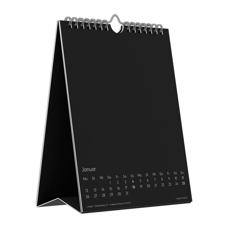 Produktbild: Kreativ-Kalender Tischaufsteller hoch schwarz 2026 - 16 x 20 - Foto, Malen, Basteln A4 - datiert - Kreativkalender - Foto-Kalender - Alpha Edition