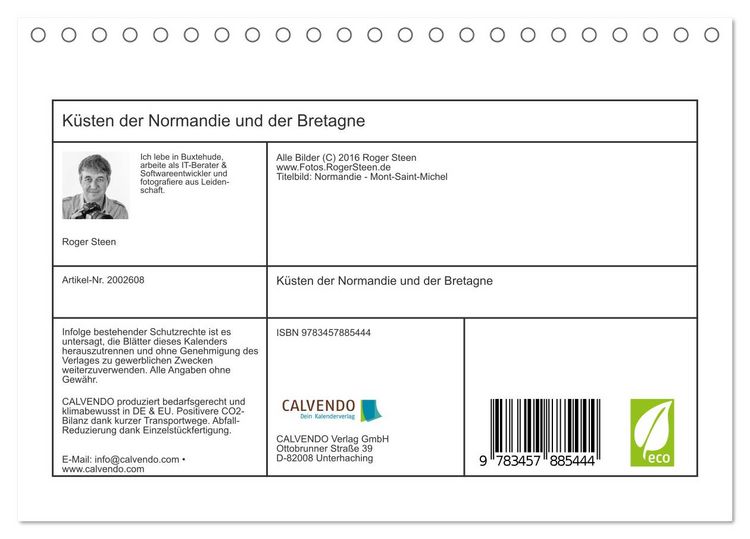 Produktbild: K&uuml;sten der Normandie und der Bretagne (Tischkalender 2026 DIN A5 quer), CALVENDO Monatskalender